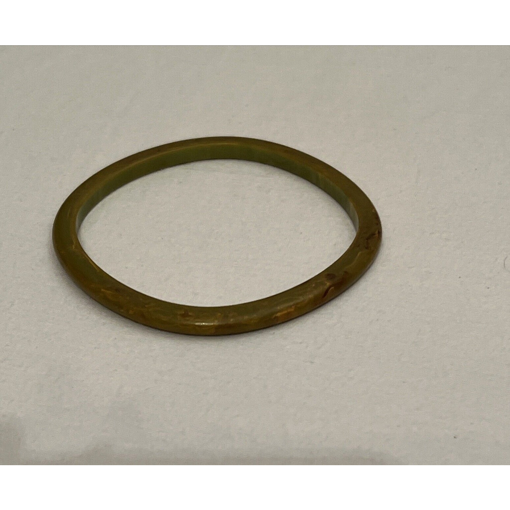 Vintage Olive Green With Hints of Brown Bakelite Bangle Bracelet